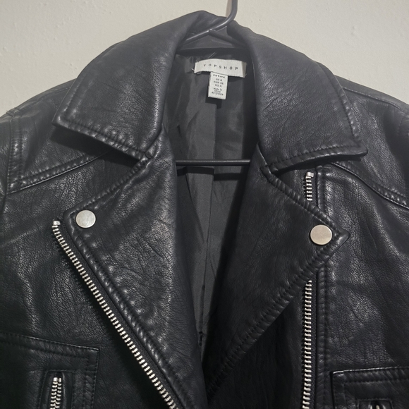 Topshop Black Leather Biker Jacket - Picture 9 of 11